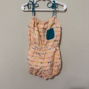 Lali Bubble Romper Kids Size 3 Peach Bunting Print Tie Shoulder Cotton‎ Romper